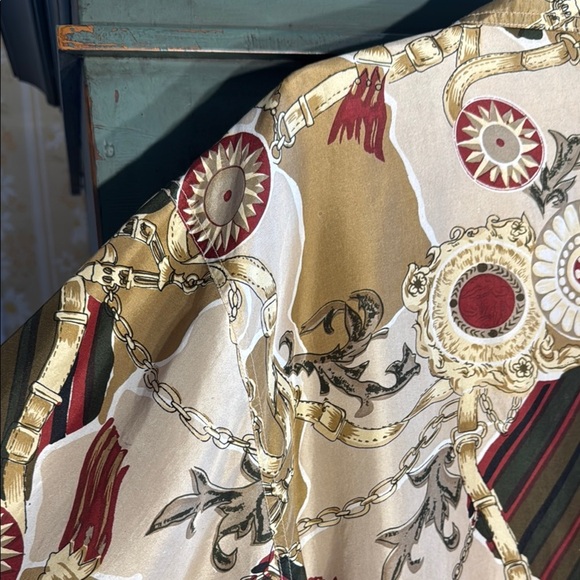 FU DA International Silk Cream and Brown Floral Bomber Jacket Abstract Print - Picture 14 of 14